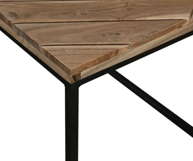 QUARTIER Beistelltisch 2er Set LUANDA Massivholz Akazie natur/schwarz