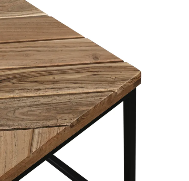 QUARTIER Beistelltisch 2er Set LUANDA Massivholz Akazie natur/schwarz