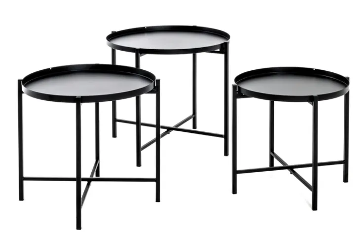 Beistelltisch 3er-Set Ø 39/43/48 cm schwarz