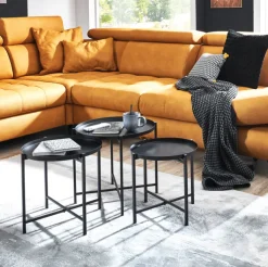 Beistelltisch 3er-Set Ø 39/43/48 cm schwarz