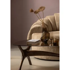 Beistelltisch FLASH 110 x 60 cm Mangoholz/Farbglas braun