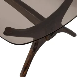 Beistelltisch FLASH 110 x 60 cm Mangoholz/Farbglas braun