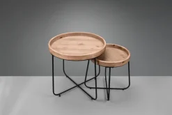 Beistelltisch JETTE Ø 66,5 x 58 cm Massivholz braun/schwarz