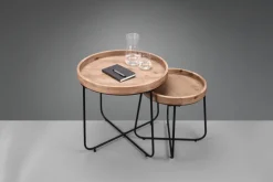 Beistelltisch JETTE Ø 66,5 x 58 cm Massivholz braun/schwarz