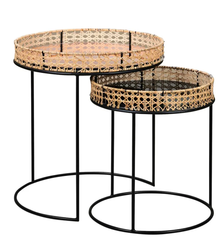 Beistelltisch KARJANA 2-teilig braun/ schwarz