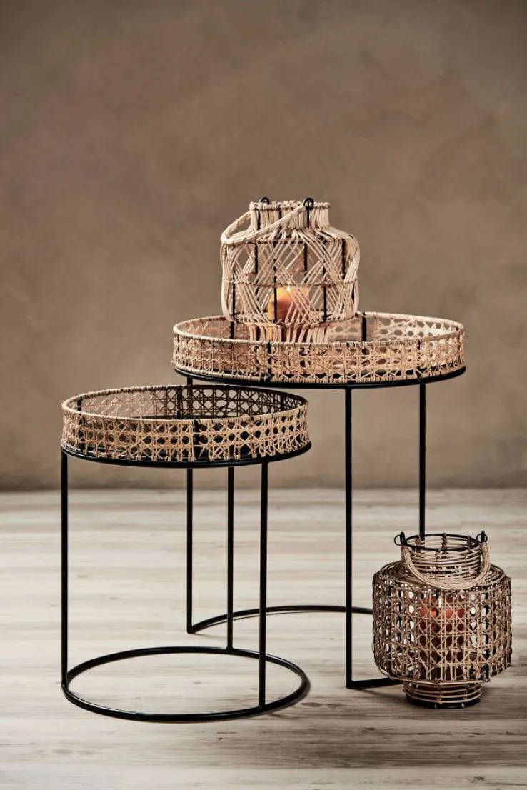 Beistelltisch KARJANA 2-teilig braun/ schwarz