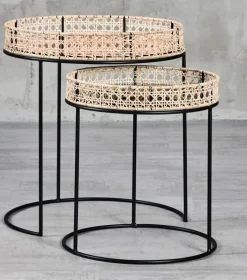 Beistelltisch KARJANA 2-teilig braun/ schwarz