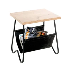 Beistelltisch mit Zeitungsablage 48 x 40 cm braun/schwarz