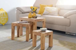 Beistelltisch MUMBAI 3-teilig Set Akazie braun