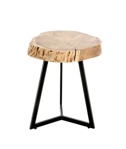 Beistelltisch PATNA Ø 45 cm Massivholz Akazie/schwarz