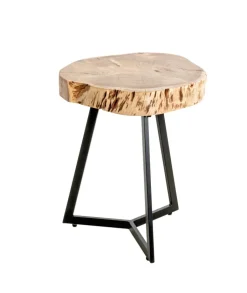 Beistelltisch PATNA Ø 45 cm Massivholz Akazie/schwarz