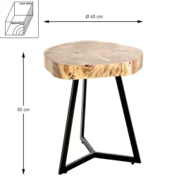 Beistelltisch PATNA Ø 45 cm Massivholz Akazie/schwarz
