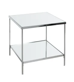 Beistelltisch quadratisch 45 x 45 cm Spiegelglas/chromfarbig