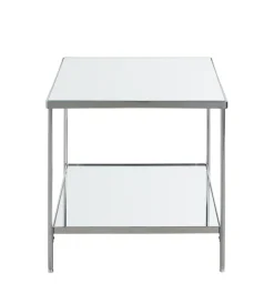 Beistelltisch quadratisch 45 x 45 cm Spiegelglas/chromfarbig