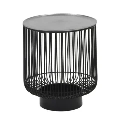 Beistelltisch RINARA 41 x 41 cm silberfarbig/schwarz