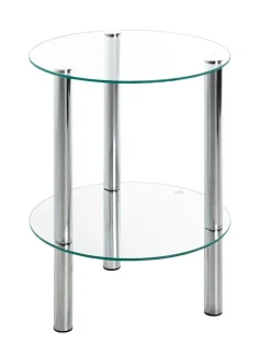 Beistelltisch rund 47 cm Glas Chrom