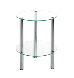 Beistelltisch rund 47 cm Glas Chrom