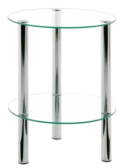 Beistelltisch rund 47 cm Glas Chrom