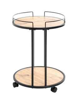 Beistelltisch rund 45 cm Schwarz/ Eiche