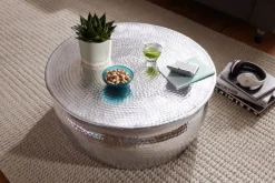 Beistelltisch rund 75 cm Silberfarbig