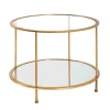 Beistelltisch rund 60 x 60 cm Glas/goldfarbig