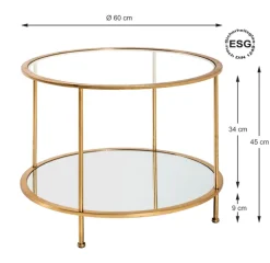 Beistelltisch rund 60 x 60 cm Glas/goldfarbig