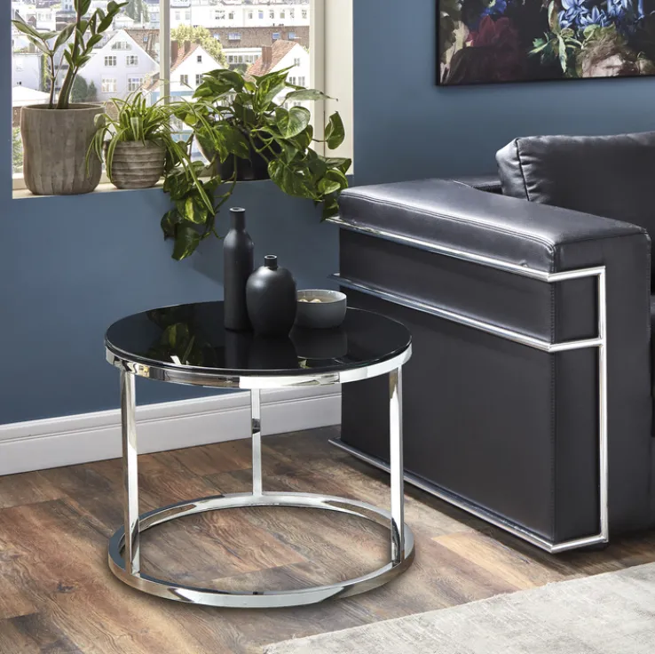 Beistelltisch rund 60 x 36 cm Glas schwarz