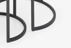 Beistelltisch rund 2er Set Schwarz/ Eiche furniert