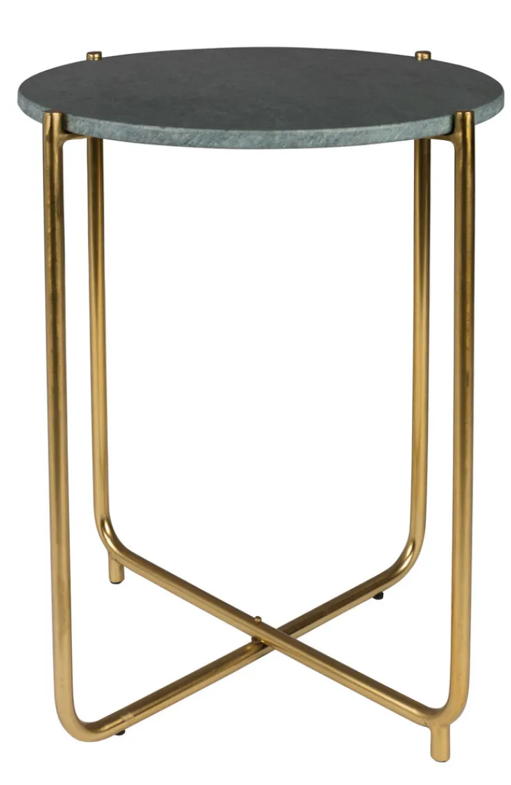 QUARTIER Beistelltisch rund TIMPA MARBLE messingfarben /Marmor grün