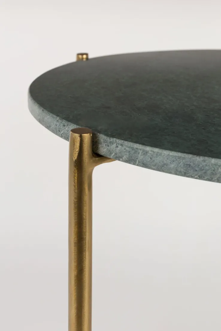 QUARTIER Beistelltisch rund TIMPA MARBLE messingfarben /Marmor grün