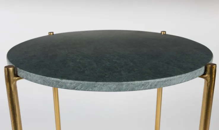 QUARTIER Beistelltisch rund TIMPA MARBLE messingfarben /Marmor grün