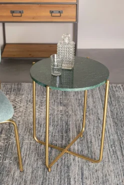 QUARTIER Beistelltisch rund TIMPA MARBLE messingfarben /Marmor grün