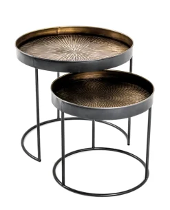 Beistelltisch rund-Set Celle 2-teilig Kupfer/Stahl goldfarbig/schwarz