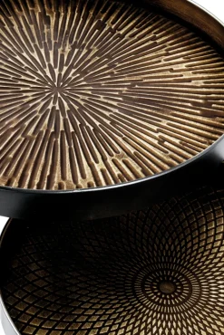 Beistelltisch rund-Set Celle 2-teilig Kupfer/Stahl goldfarbig/schwarz