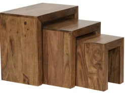 Beistelltisch-Set MUMBAI 3-teilig Sheesham massiv