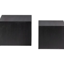 Beistelltisch-Set SANNE 2-teilig quardratisch Kiefer-Dekor schwarz lackiert