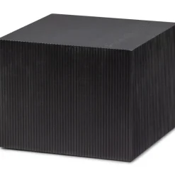 Beistelltisch-Set SANNE 2-teilig quardratisch Kiefer-Dekor schwarz lackiert