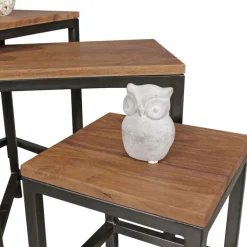 Beistelltisch-Set 3-teilig Metall Sheesham