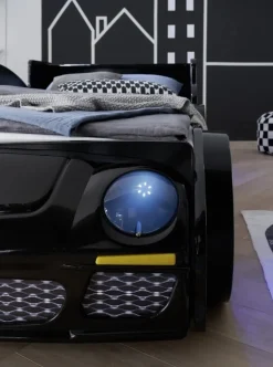 Kinder Bett RINUM 90 x 200 cm schwarz/ mehrfarbig