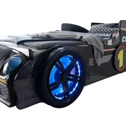 Kinder Bett RINUM 90 x 200 cm schwarz/ mehrfarbig