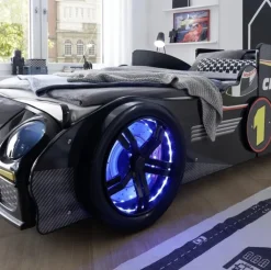 Kinder Bett RINUM 90 x 200 cm schwarz/ mehrfarbig