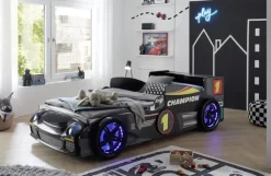 Kinder Bett RINUM 90 x 200 cm schwarz/ mehrfarbig