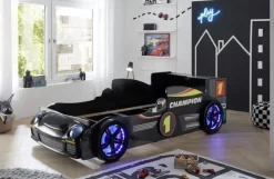 Kinder Bett RINUM 90 x 200 cm schwarz/ mehrfarbig