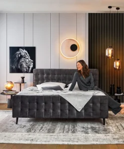 Bett YARON 180 x 200 cm Stoffbezug anthrazit