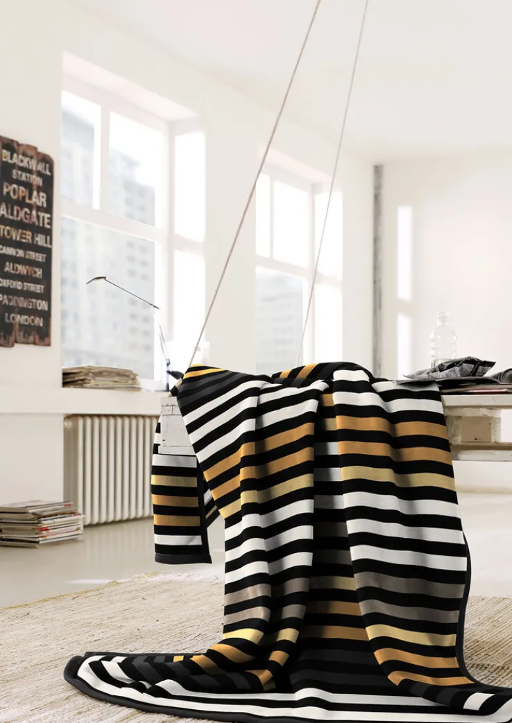 Biederlack Wohndecke Streifen 150 x 200 cm orange