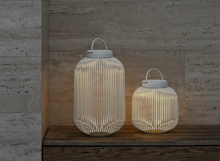 blomus Akku LED Tischlampe Laterne LITO 30 cm granity grey