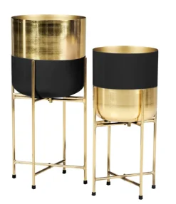 Blumenständer THEMIBE 2-teilig goldfarbig/ schwarz