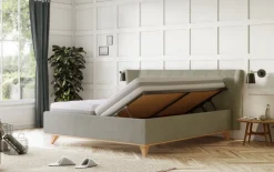 BOHOME natural living BOHOME Polsterbett TOSCANA III Rücken echt bezogen 180 x 200 cm grün