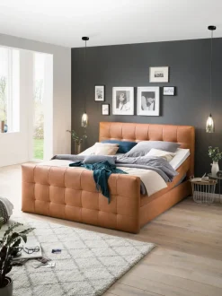Boxspringbett BARELL LEEDS GAVIN 180 x 200 cm cognacbraun