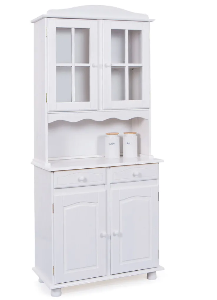 Buffet ADRIAN 88x198x43 cm Massivholz Kiefer weiß